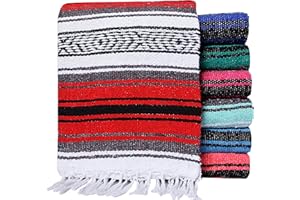 El Paso Designs Mexican Yoga Blanket | Colorful Falsa Serape | Park, Yoga Towel, Picnic, Beach, Patio, Soft Woven Saddle Blanket, Boho Home Décor (Random Color)