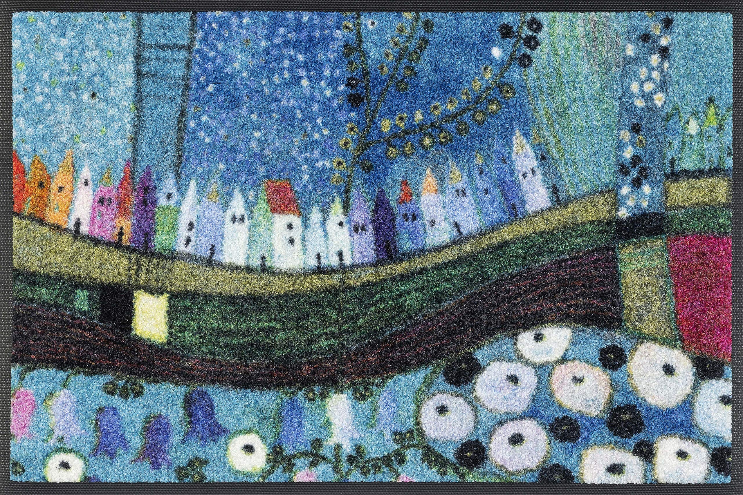 Wash+Dry Doormat City in Blue 40 x 60 cm, Washable for Indoor and Outdoor Use