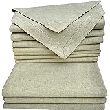 Cloth Dinner Napkins Set Of 12 Pieces, in Natural Rustic Color Flax By Flax (30% Linen,70% Cotton) Fabric with One Inch Decorative selvage & Mitered corner Finish offered by Linen Clubs.