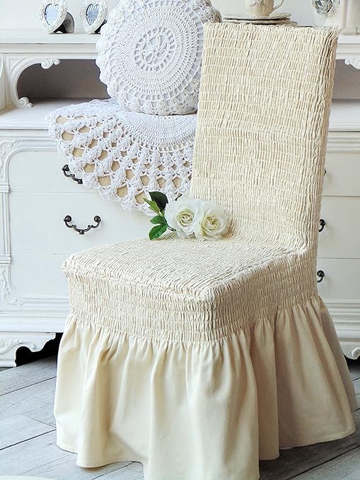 Stuhlhusse Stuhlüberzug Stuhlbezug Landhaus Shabby Chic - Geprägtem