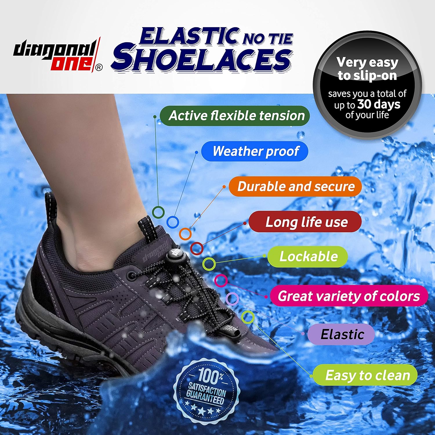 Diagonal One Elastic Shoe Laces for Men and Women, Compatible with Sneakers, Converse, Trainers, and Casual Footwear – No Tie Shoelaces Suitable for Kids, Adults, Teenagers and Seniors (Yellow): Clothing
