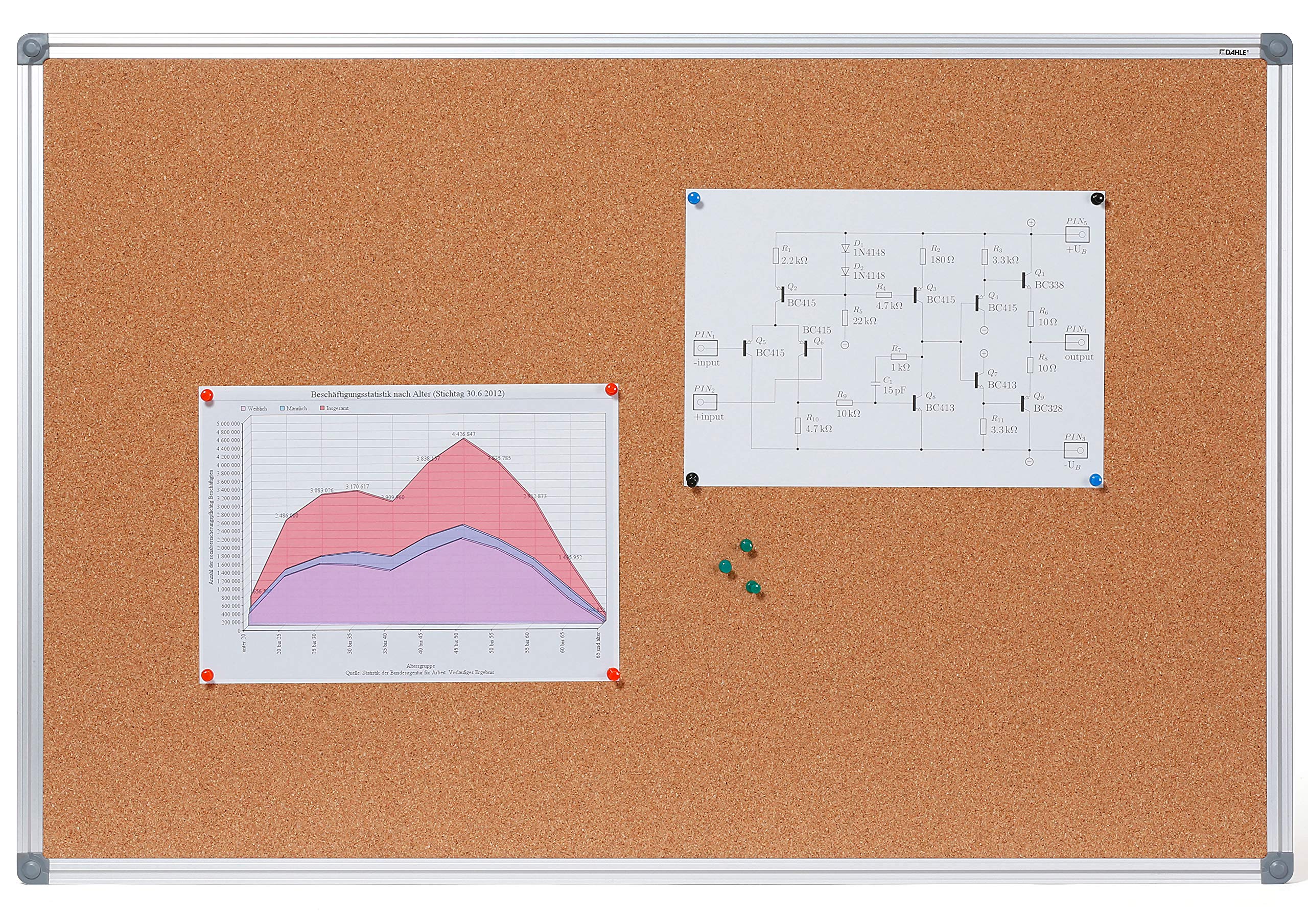 Dahle 96170-52829 Natural Cork Board 45 x 60 cm Aluminium Frame