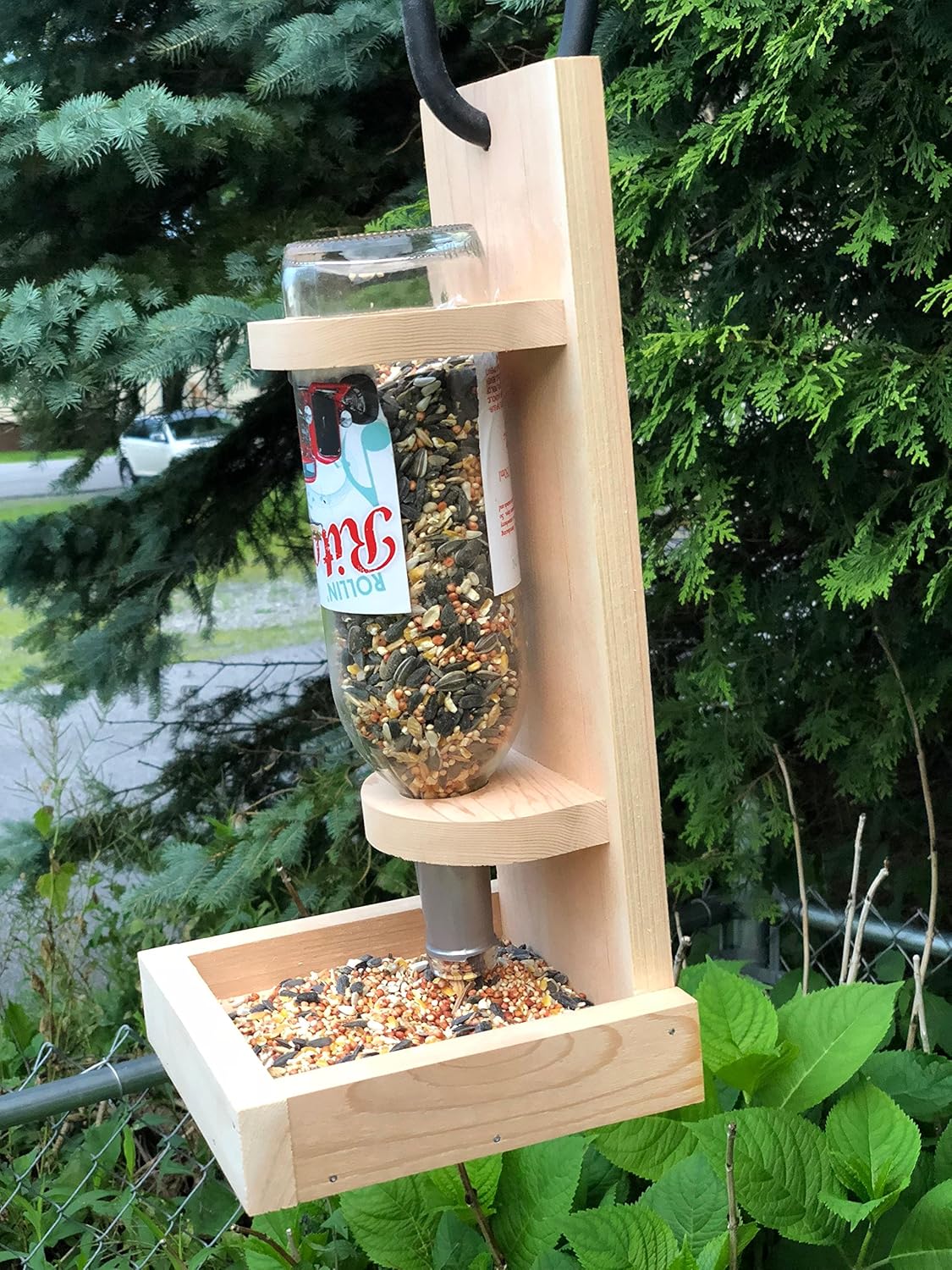 Wine Bottle Bird Feeder Wooden Bird Feeder Or Squirrel Feeder