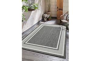 Adiva Rugs Outdoor Indoor Area Rug, Weather Resistant, Easy to Clean, Stain Resistant Floor Mat for Dining Room, Backyard, Deck, Patio (Pebble Weiss, 5' x 7')