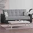 Sweet Home Stores 95" Convertible Sofa Bed with Storage, Firm, Fabric, 3 Seater, Upholstered Sleeper Sofa Couch, Futon for Living Room, Gray-05