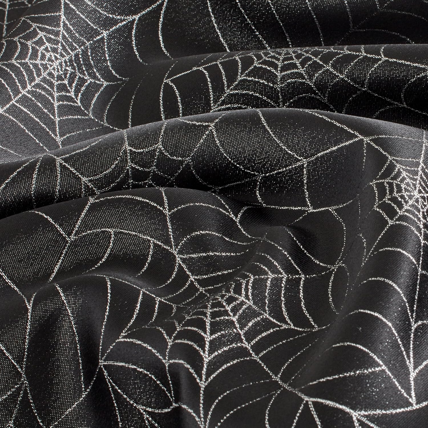 Benson Mills Twinkle Halloween Spider Web Fabric Metallic Tablecloth (Black, 60" X 104" Rectangular): Home & Kitchen