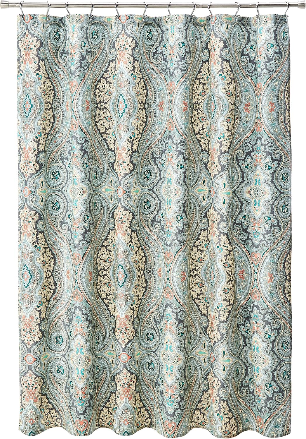 Amazon Com Echo Design Sterling Cotton Printed Shower Curtain