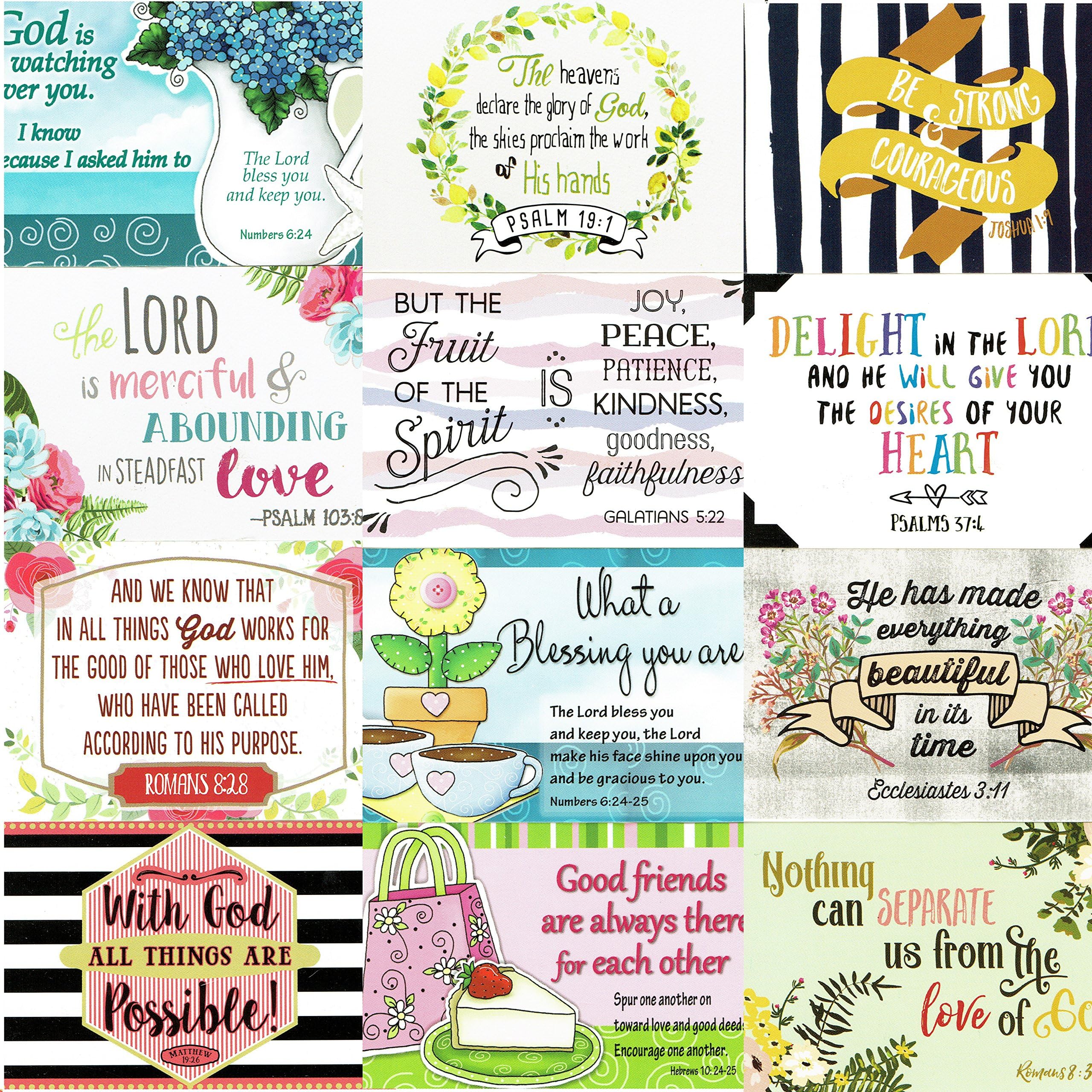 Pass It on Inspirational and Uplifting Message Cards with Scripture "FLORAL" - Package of 24 Assorted Cards