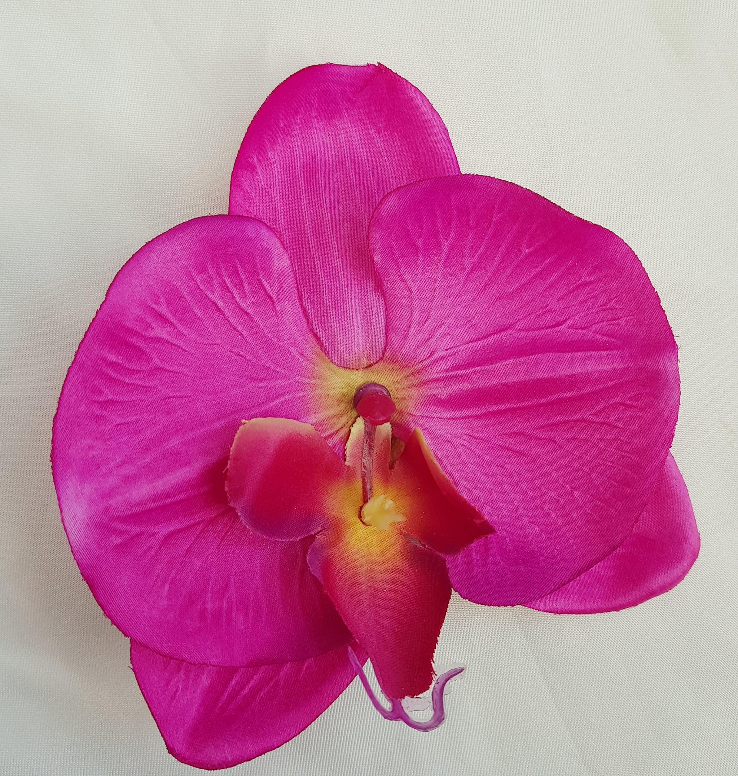 Fabulous Fascinators Fuchsia Pink Orchid Large Artificial Hair Flower Clip Buttonhole Corsage