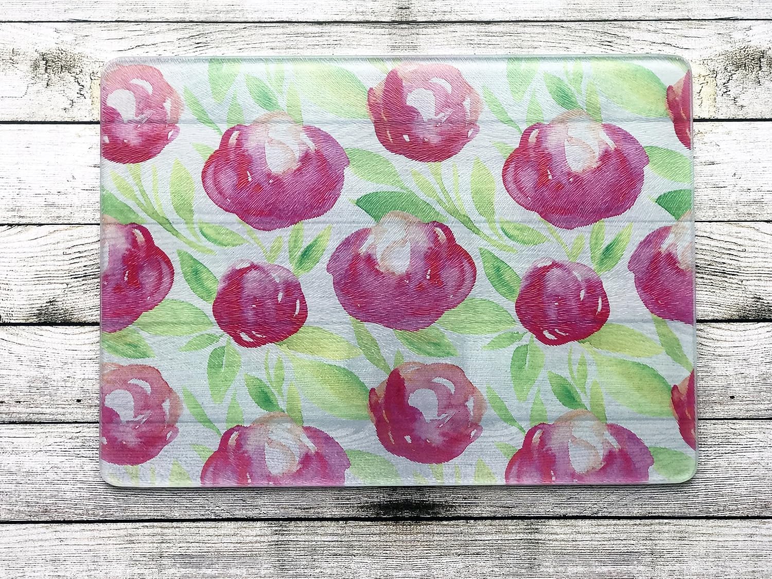 Tempered Glass Cutting Board with Design Pink and Green