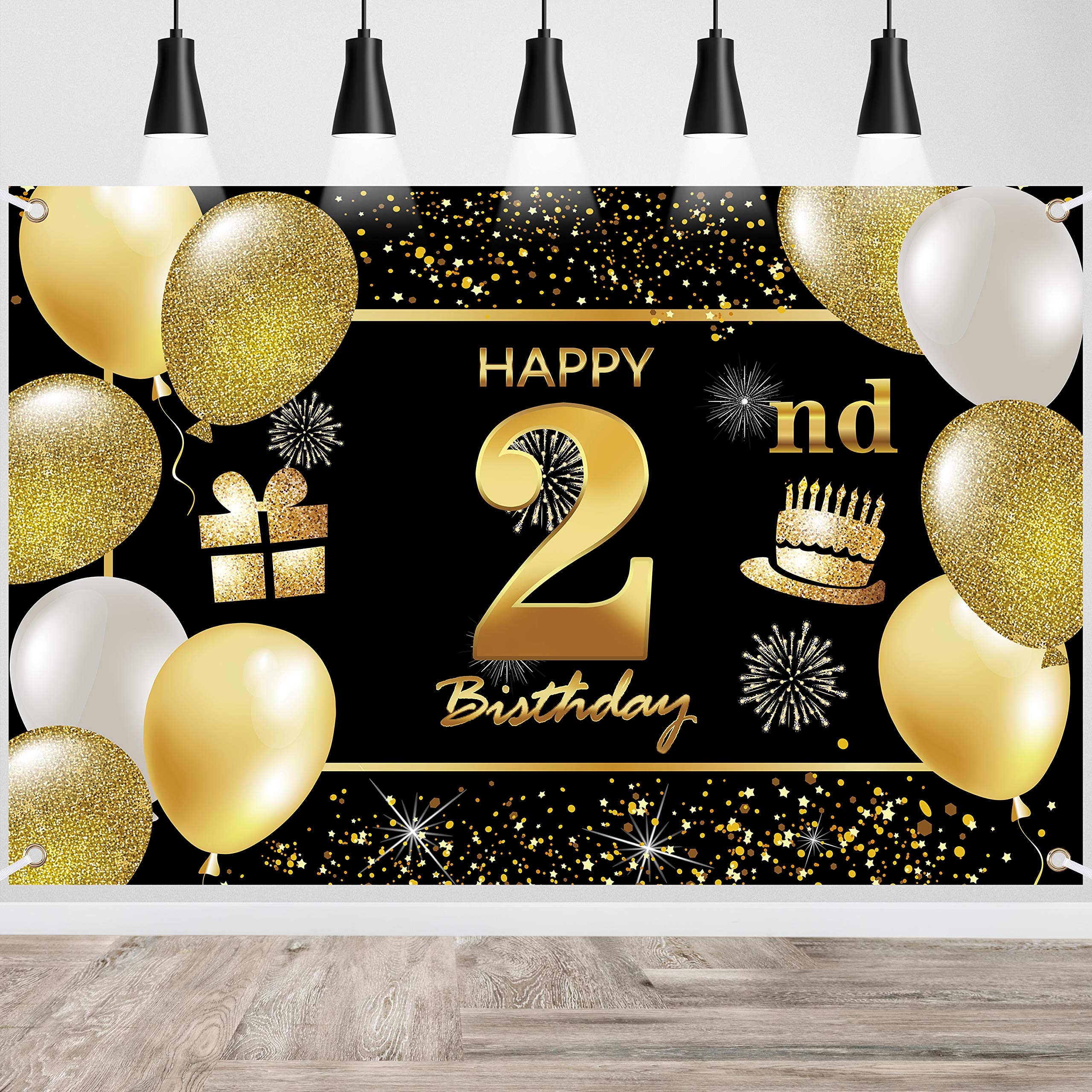 IMISI 2nd Happy Birthday Banner - Party Backdrop Decorations