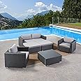 Christopher Knight Home Santa Rosa Outdoor Wicker 4-Seater Chat Set with Aluminum Frame and Water Resistant Cushions, Grey / 