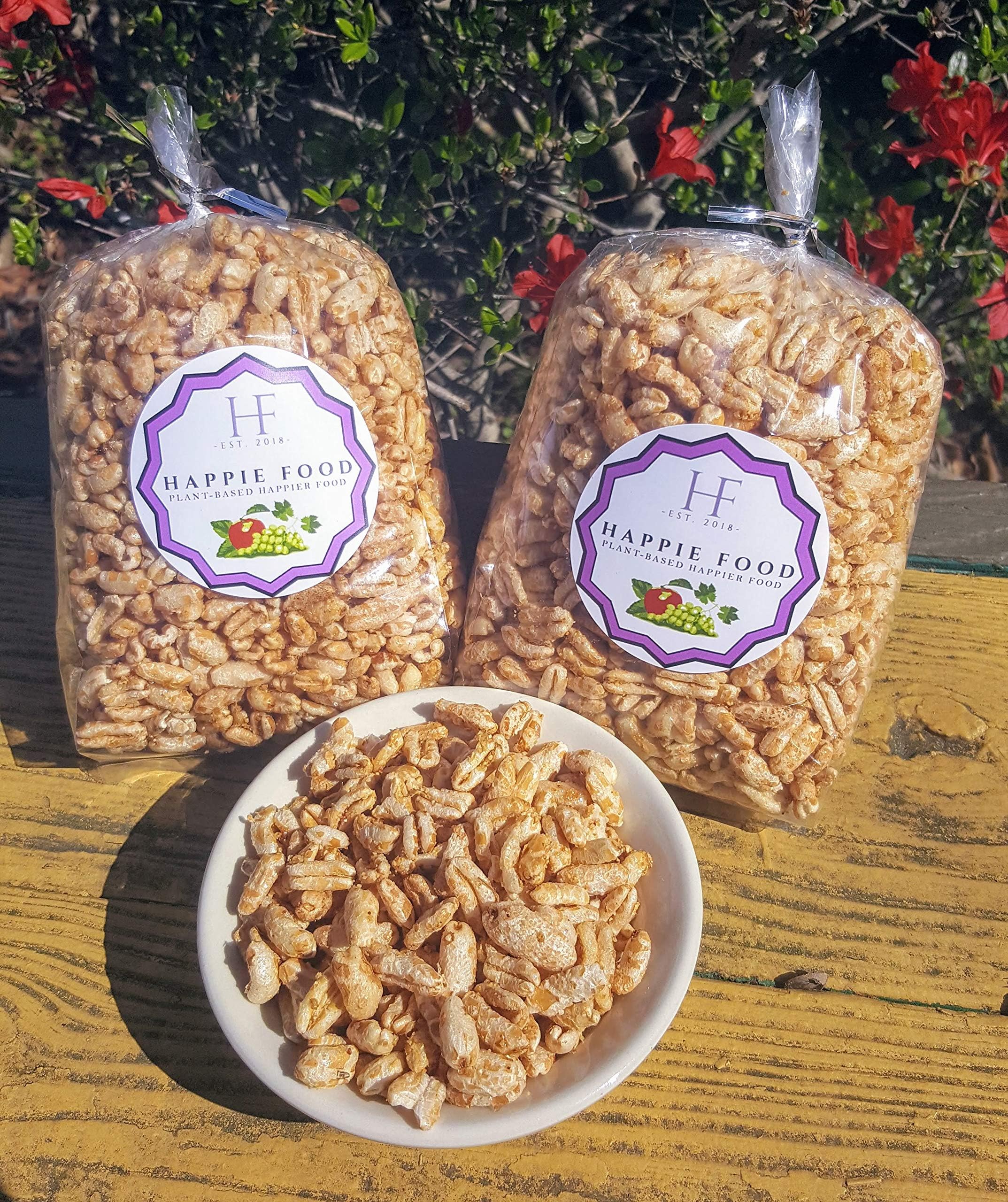 Happie Food Organic Puffed Kamut - (Flavored) - A Healthier Popcorn Alternative - VEGAN - ( 100% ORGANIC, 100% PLANT-BASED & Non- GMO) - Naturally Good & Good For You