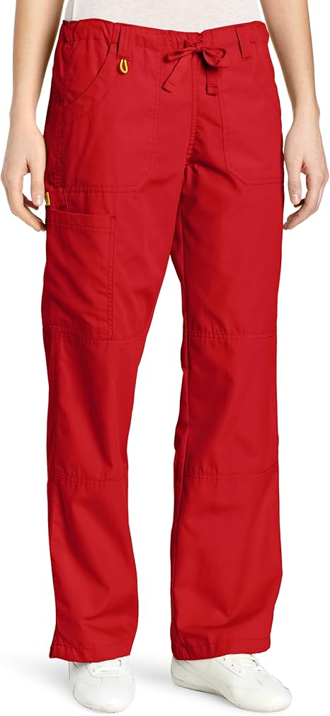 red utility trousers