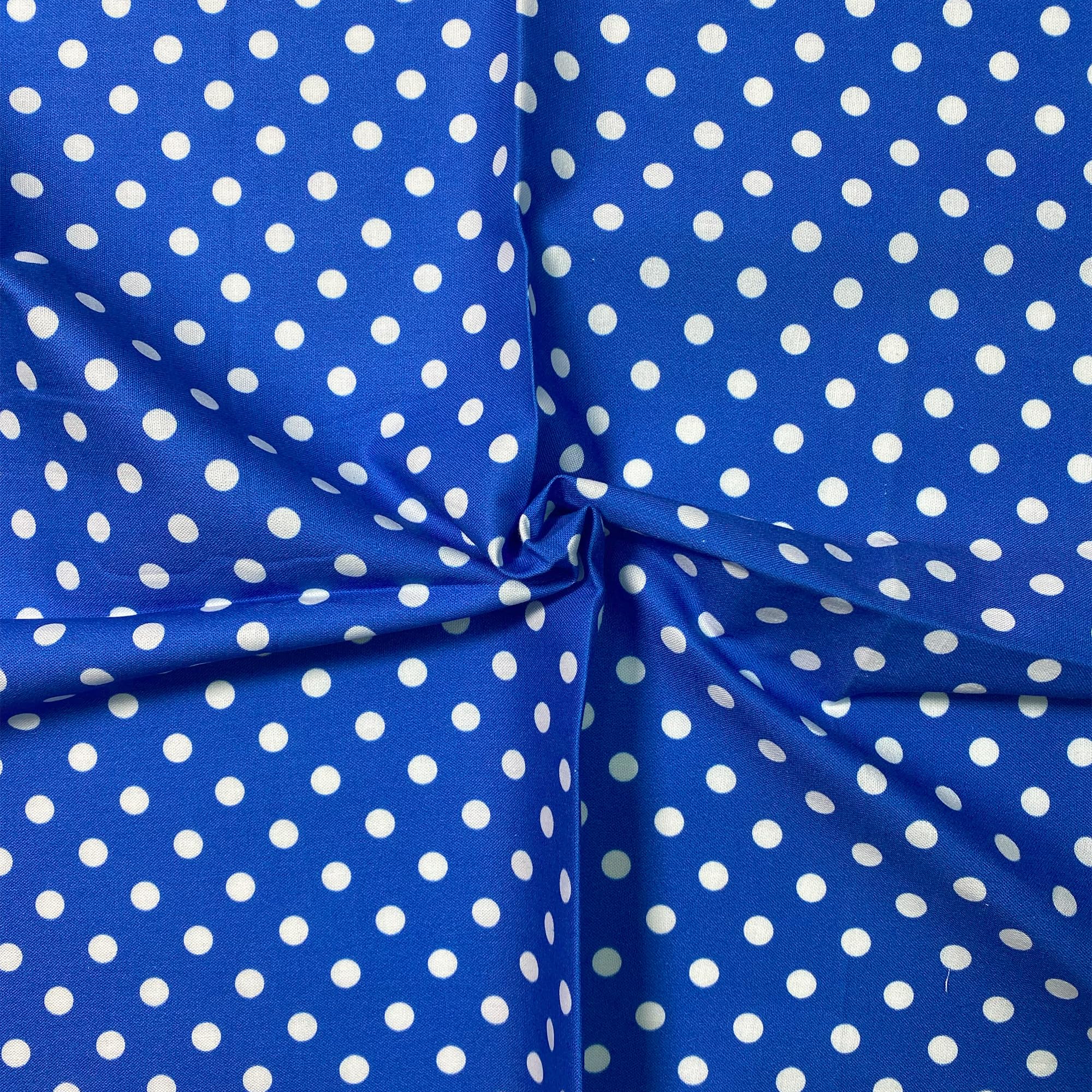 Cotton Fabric - 44" / 111cm Wide Fabric 8mm 100% Cotton Polka Dot for DIY, Home Décor, Dresses - Royal Blue on White (1 Metre) — image 1
