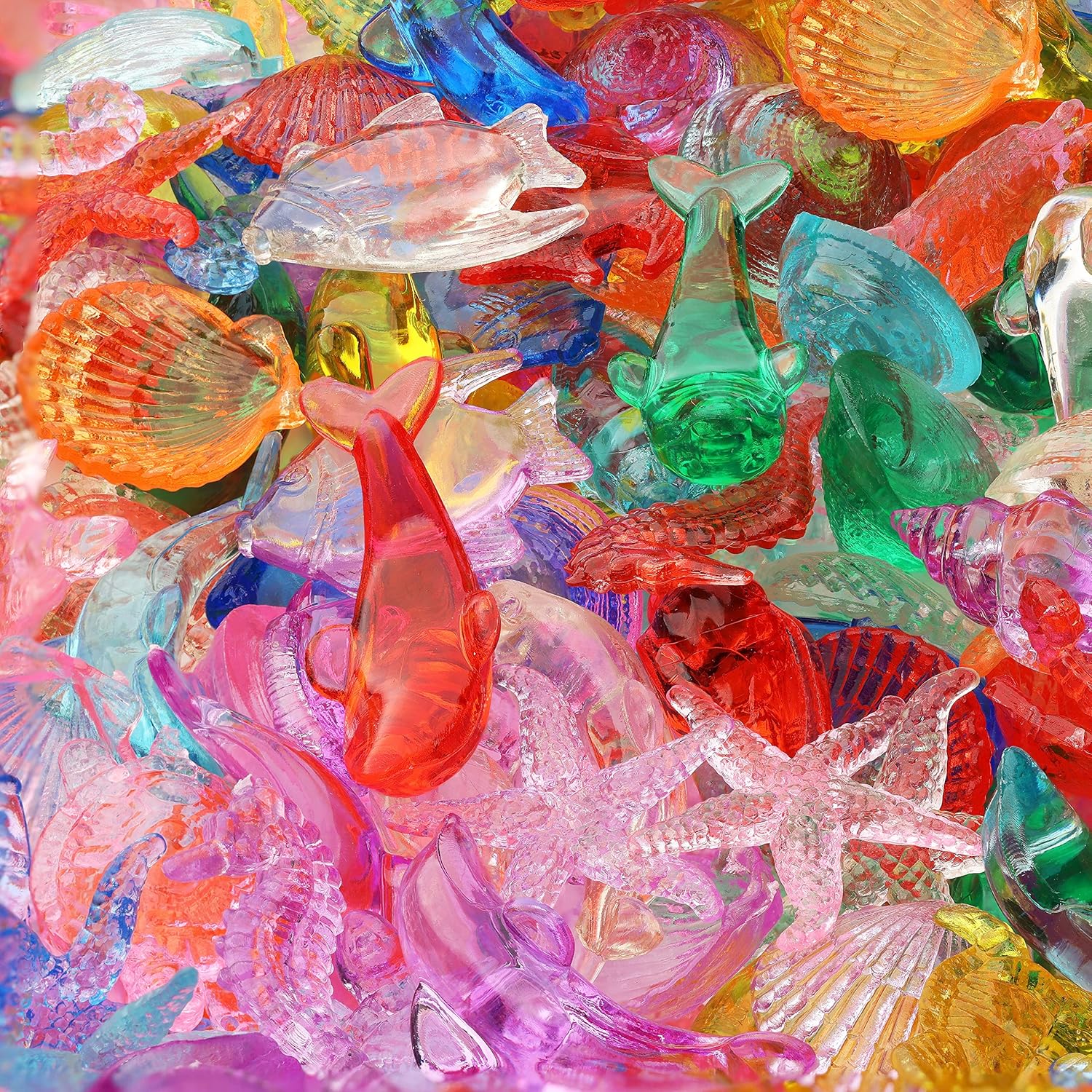 Vase Fillers - Entervending Acrylic Gems - Sea Animals Acrylic Gems Vase Filler - 300g Pack Fake Jewels - Assorted Color Plastic Gemstones - 30 mm Plastic Gem - Table Scatters Crystals - Aquarium Jewels