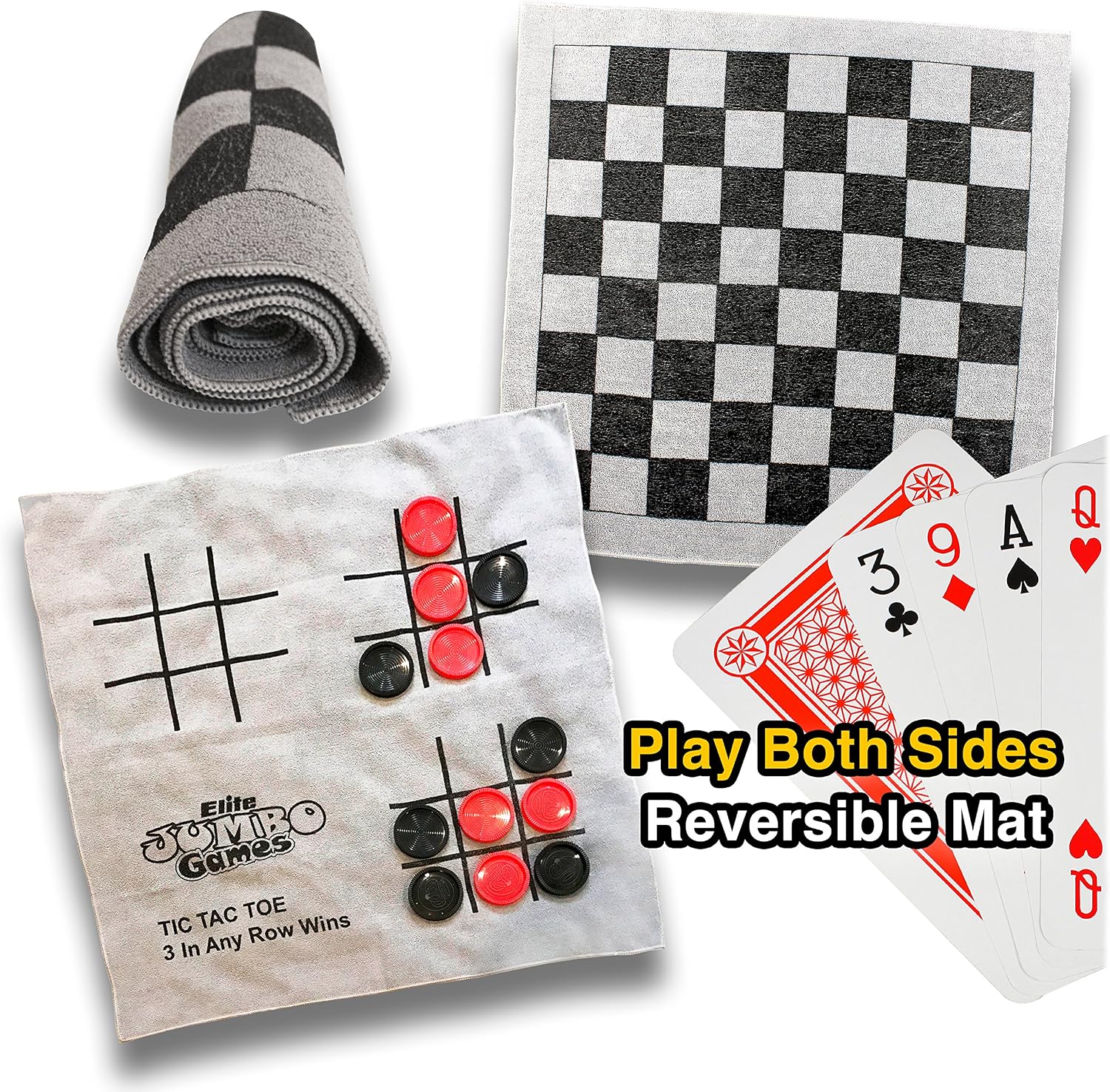 Checkers Rug Game Elite Sportz Jumbo Checkers Rug Game, Large Playing Cards and Tic Tac ...