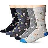 Amazon Essentials Men's Patterned Dress Crew Socks, 5 Pairs