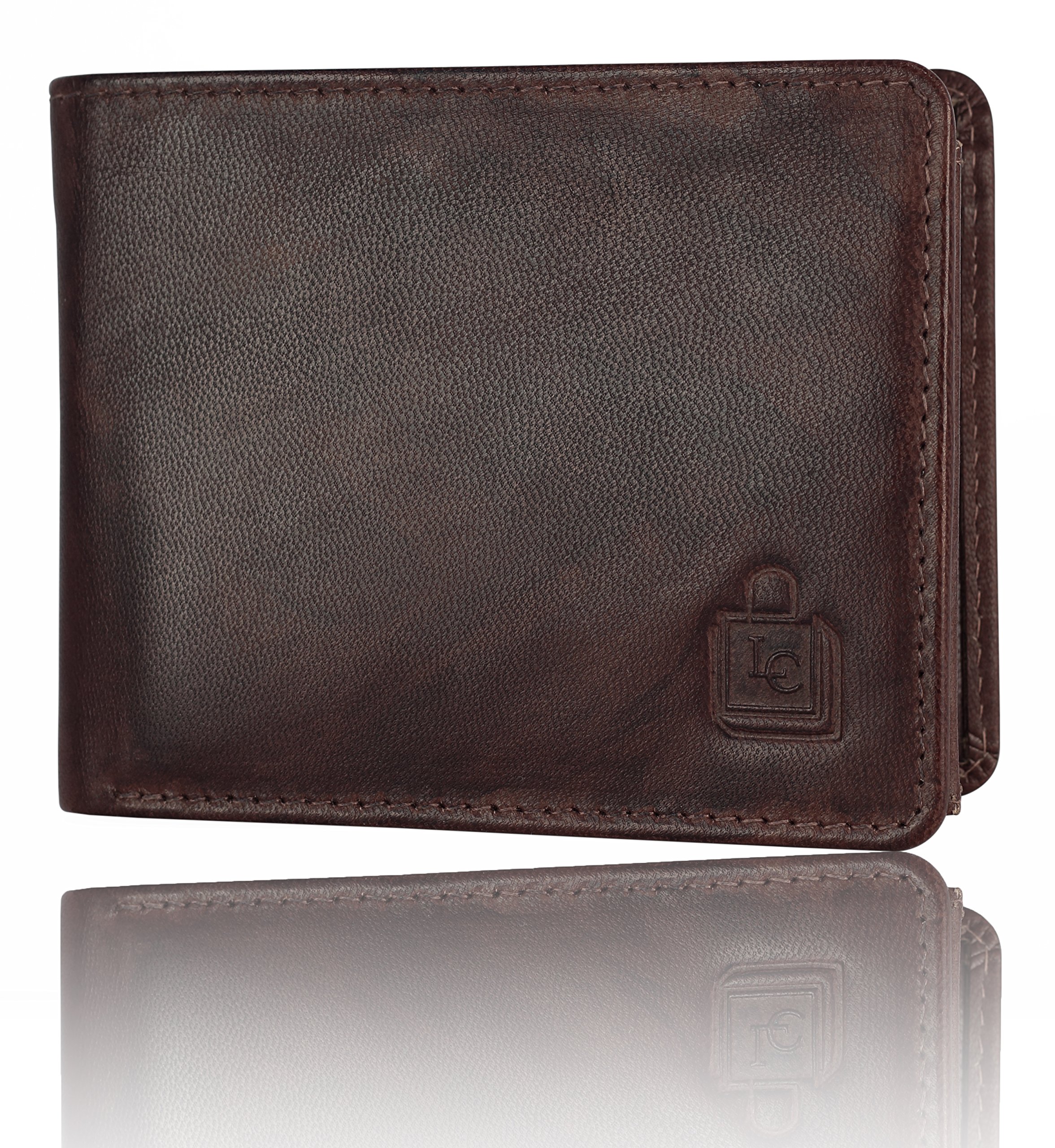 Le CrafMen's Brown Genuine Leather RFID Blocking Wallet