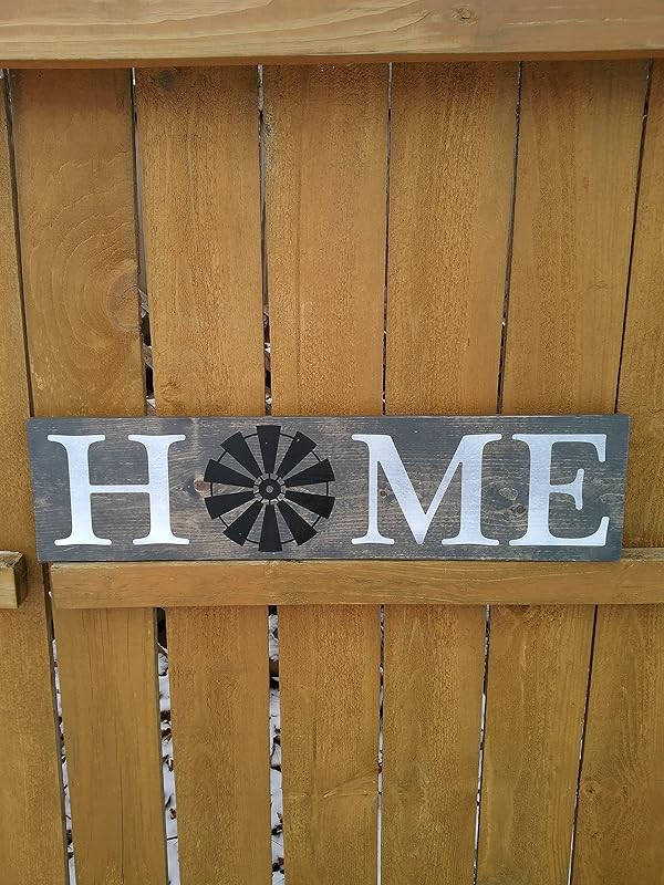 HOME sign with windmill, HOME porch sign Handmade