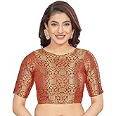 Madhu Fashion Womens Traditional Benaras Brocade Readymade Stitched Saree Blouse