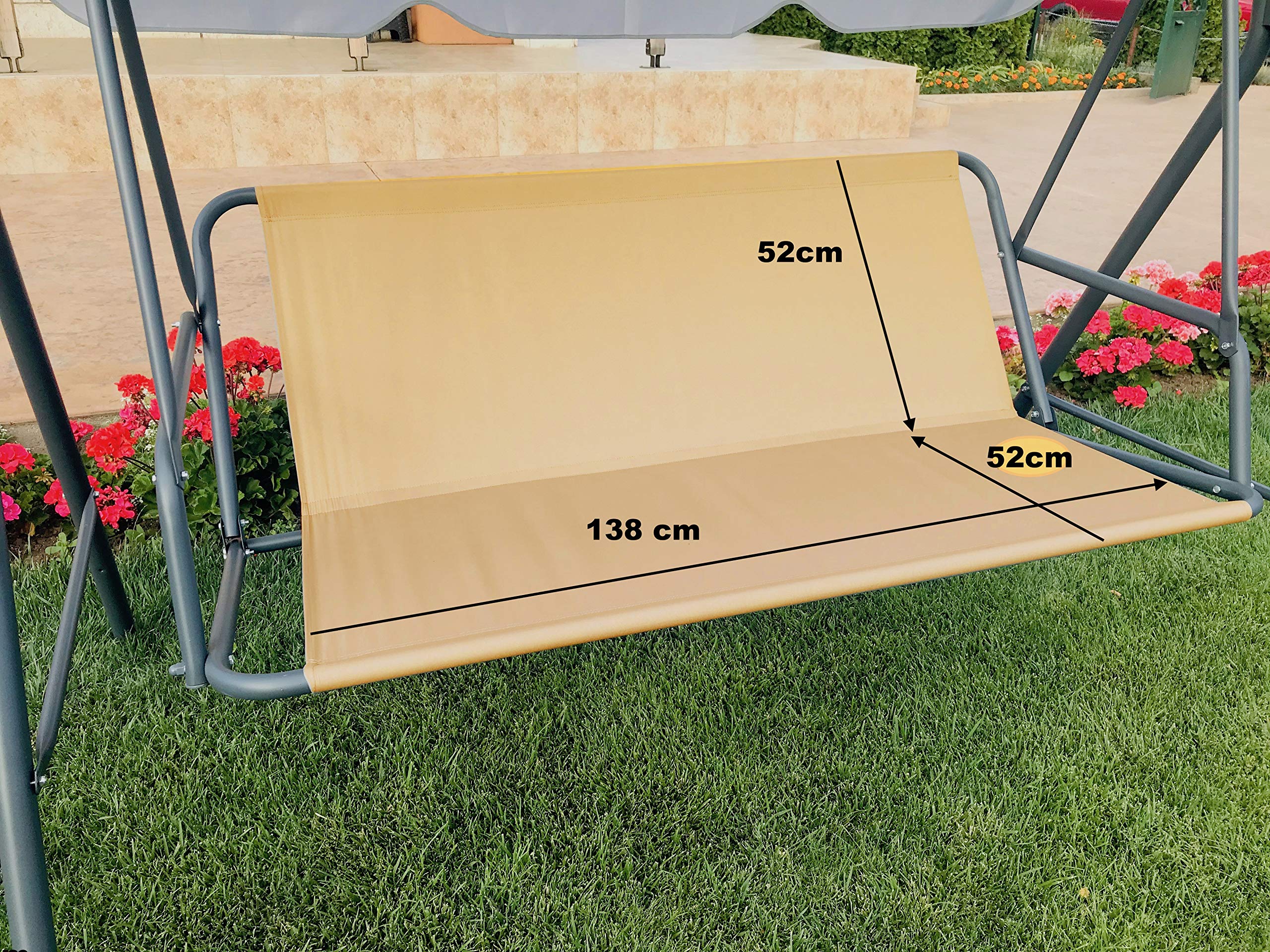PETELA Replacement Swing Seat Cover Hammock Chair Garden Furniture Swing Chair Outdoor Chair Covers Bench Cover (138cm x 52cm x 52cm, Beige) โ image 1