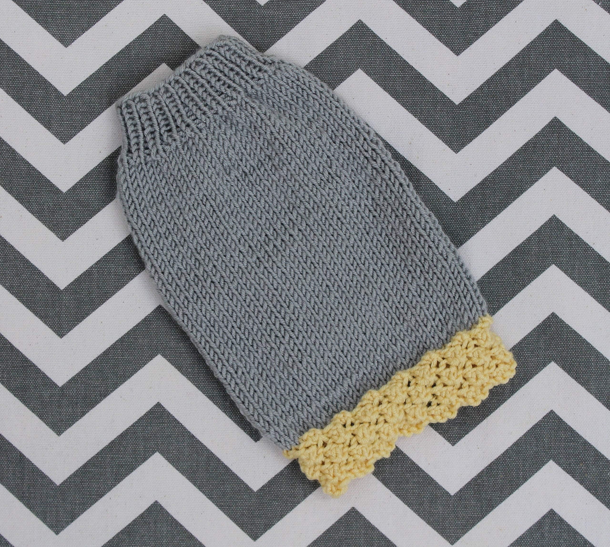 Tiny Hand Knit Dog/Puppy Sweater for 2 Lbs XXXS/XXS for Chihuahua Yorkie Maltese Pomeranian Teacup Puppies Gray with Pale Yellow
