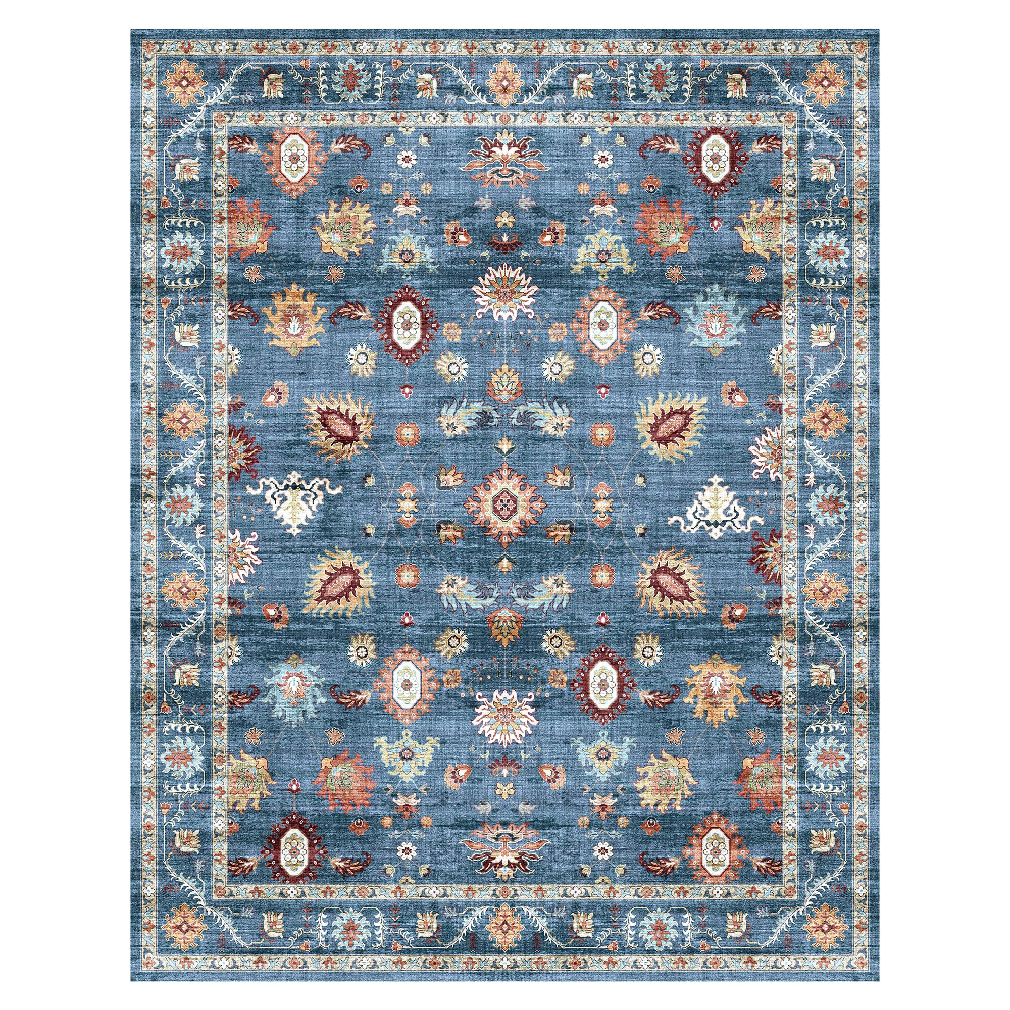 Gertmenian Indoor Easy-Care & Washable Area Rug – 9x13 Extra Large, Ideal for High Traffic Areas in Living Room, Bedroom, Entryway – Casper Blue, 23222 Image