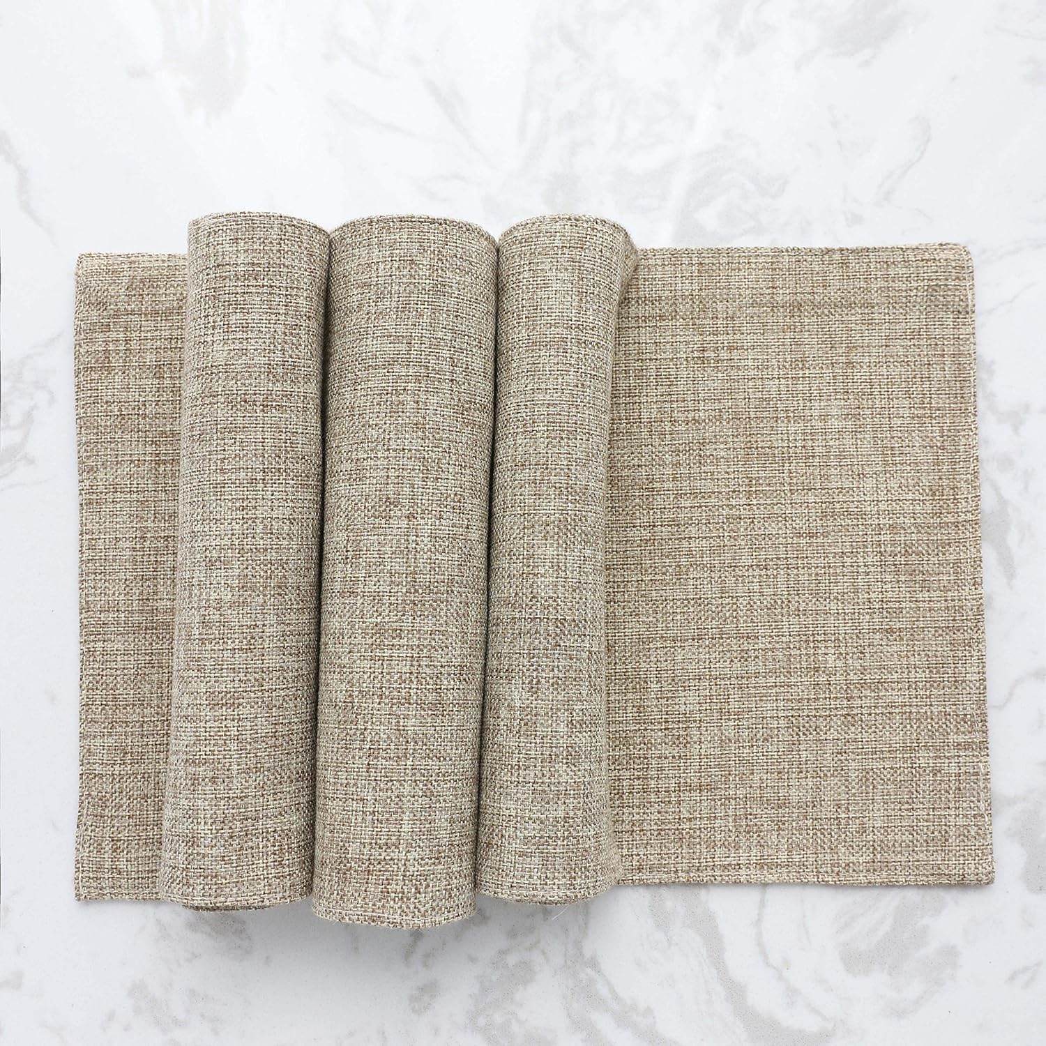 Home Brilliant Set of 4 Placemats Heat Resistant Dining Table Place Mats Kitchen Table Mats, Natural Linen: Home & Kitchen