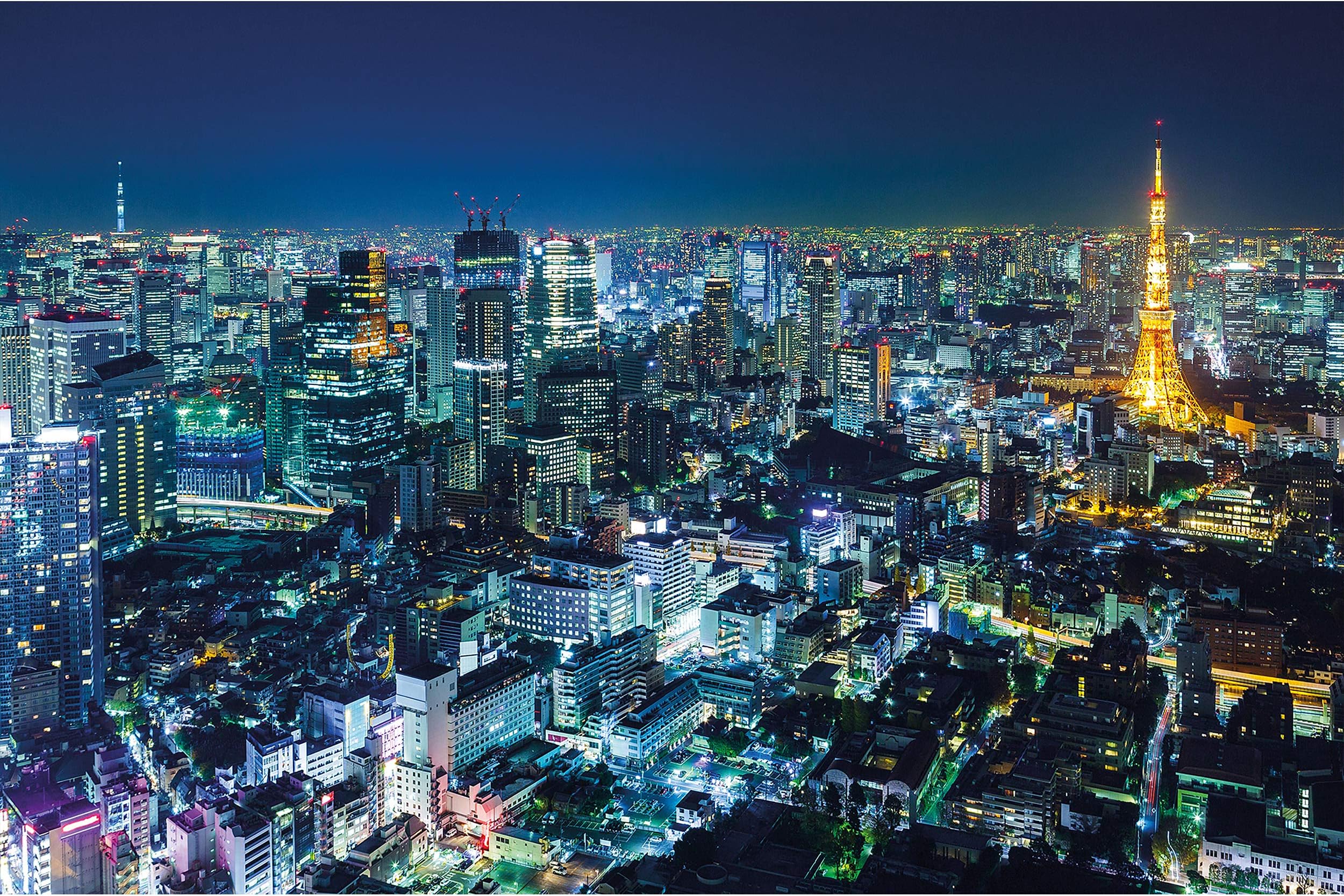 Large Photo Wallpaper – Tokyo City – Picture Decoration Tokyo Skyline Night Metropolis Tokio Tower Panorama Japan City Travel Image Decor Wall Mural (132.3x93.7in - 336x238cm)