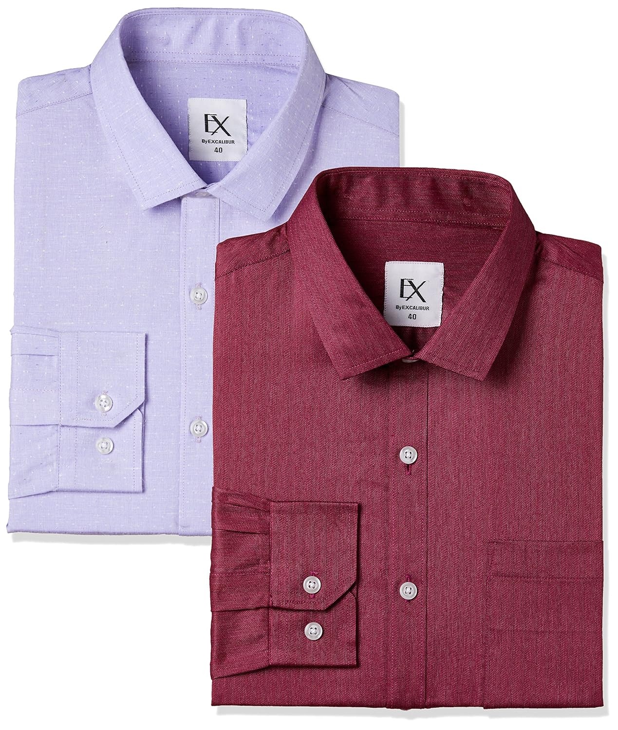 ex by excalibur men's solid regular fit formal shirt (pack of 2)