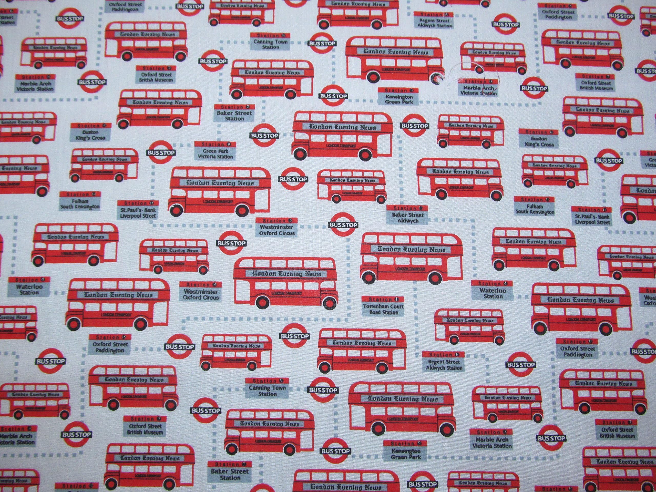 London Red Bus Poly Cotton Fabric