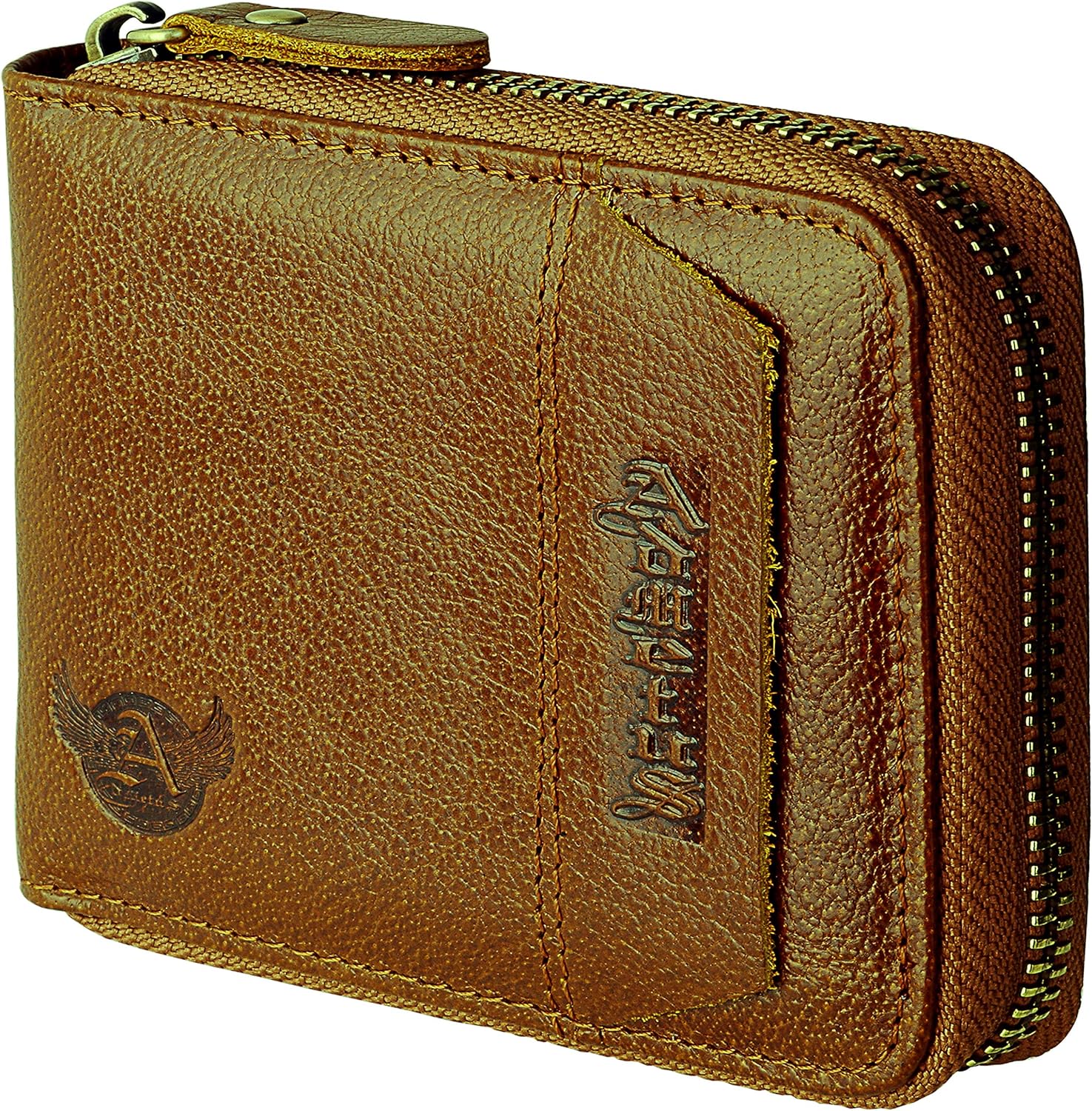 Admetus Cowhide Leather zipper credit card ID Wallet Father Man Friend