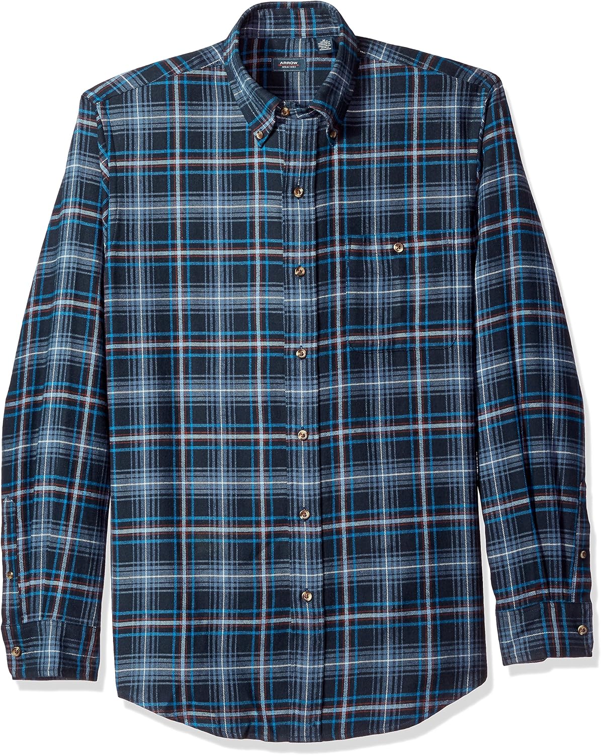 Arrow 1851 Mens Long Sleeve Plaid Flannel Shirt ButtonDown Shirt