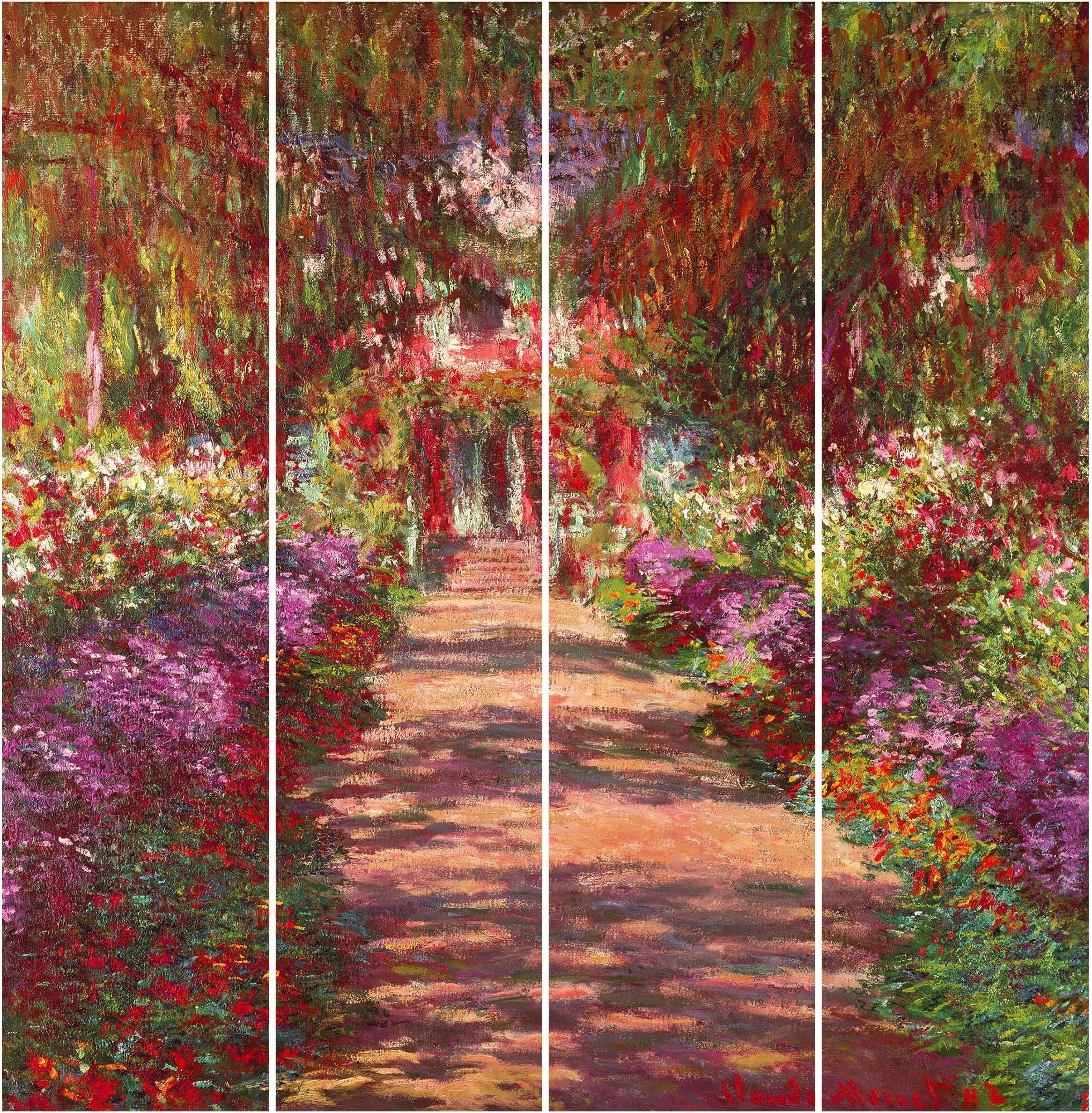 Bilderwelten Sliding curtains set - C. Monet - Giverny 4 Panels Ceiling holder 250x240cm