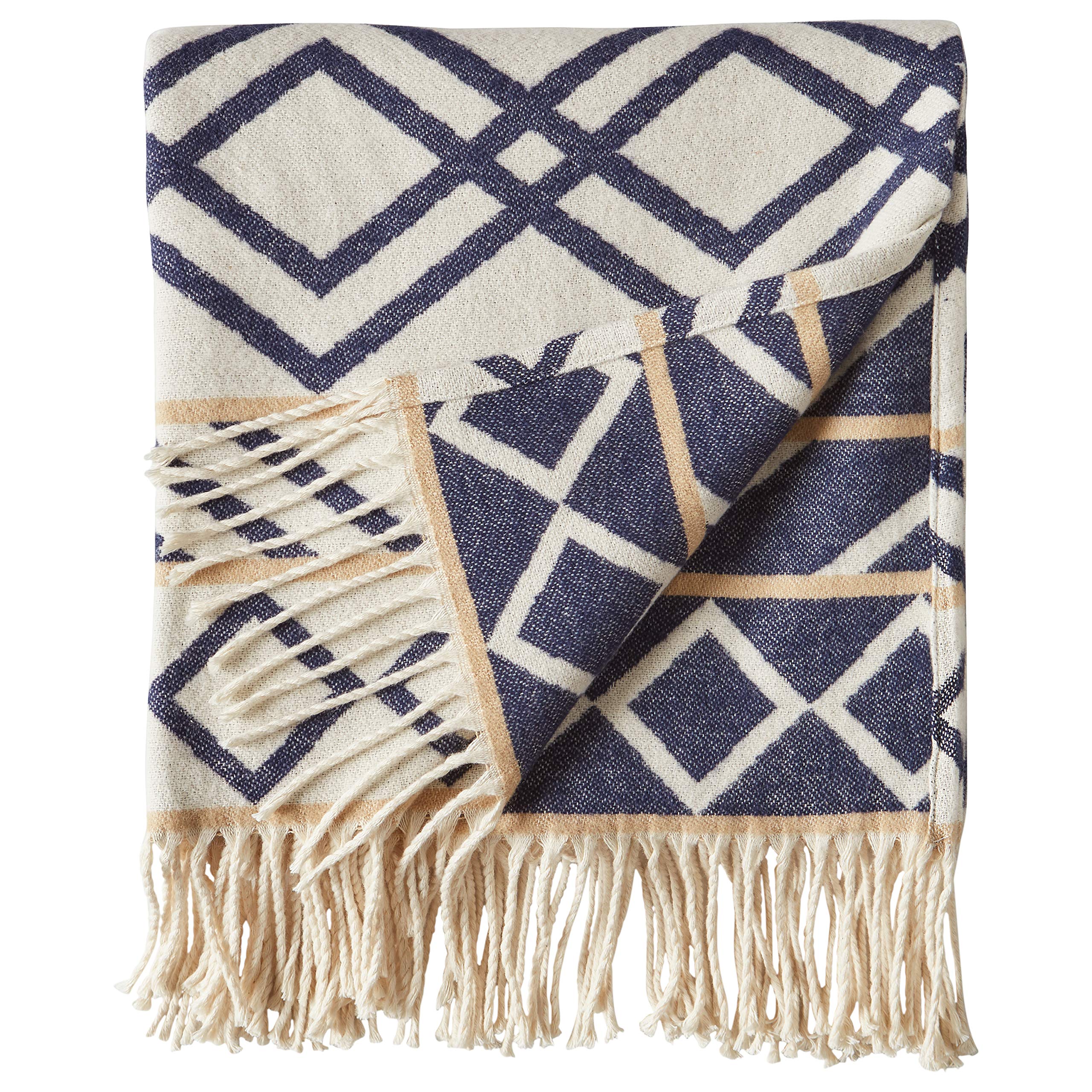 Amazon Brand Rivet Global Inspired Geometric Throw Blanket, Soft and