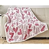 Heart Blanket – Ultra Soft Microplush Throw 50"x60" | Cozy Love Theme Gift for Couch, Bed, Travel, Valentine’s Day & More | Washable | Whimsical Hearts with Sherpa Backing