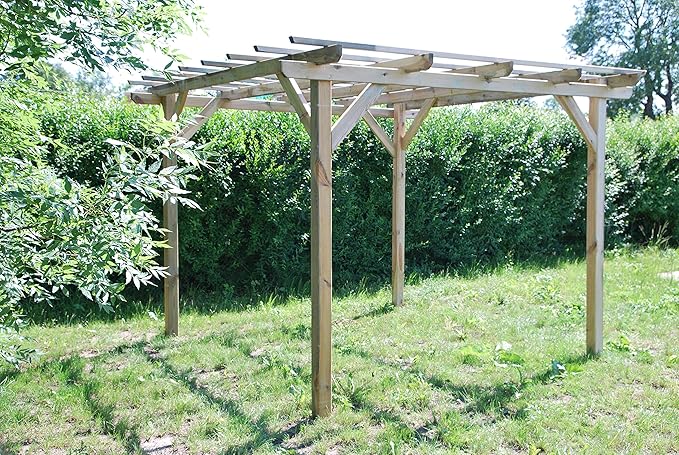 G&C Henley Holzpavillon – klassische viereckige Pergola aus Fichtenholz – druckimprägniert – Maße: H215 cm x 300 cm x 300 cm