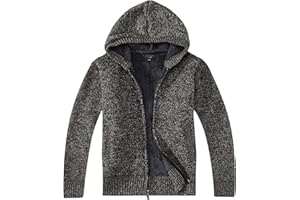 Gioberti Boy's Full Zip Knitted Cardigan Sweater with Hoody and Sherpa Lining