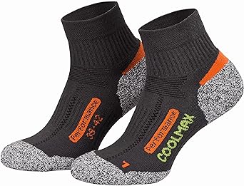 Piarini 2 Paar Coolmax Wandersocken Outdoorsocken Funktionssocken kurz | schwarz anthrazit blau petrol | Gr. 35-38 39-42 43-4