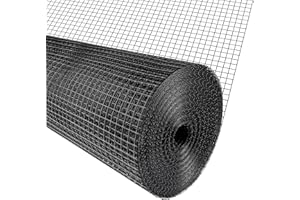 FOXIVO Black 1/2 inch Hardware Cloth 48" x 50' Vinyl Coated Wire mesh - 19 Gauge Welded Square Chicken Wire Fencing roll for Home and Pet Enclosures Protect and Garden Chickens Rabbit Farmed Fence