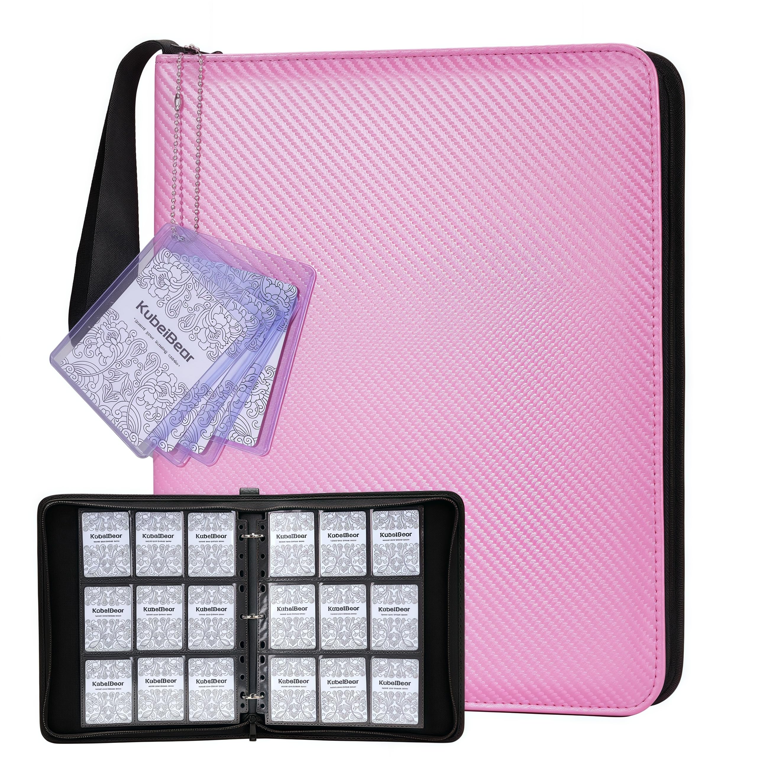 Photo 1 of Premium 9-Pocket Card Binder 720 Capacity, Zippered Trading Card Holder for MTG, Sports & Collectible Cards – Acid-Free, Durable & Travel-Friendly Storage (Pink, 9 Pocket)