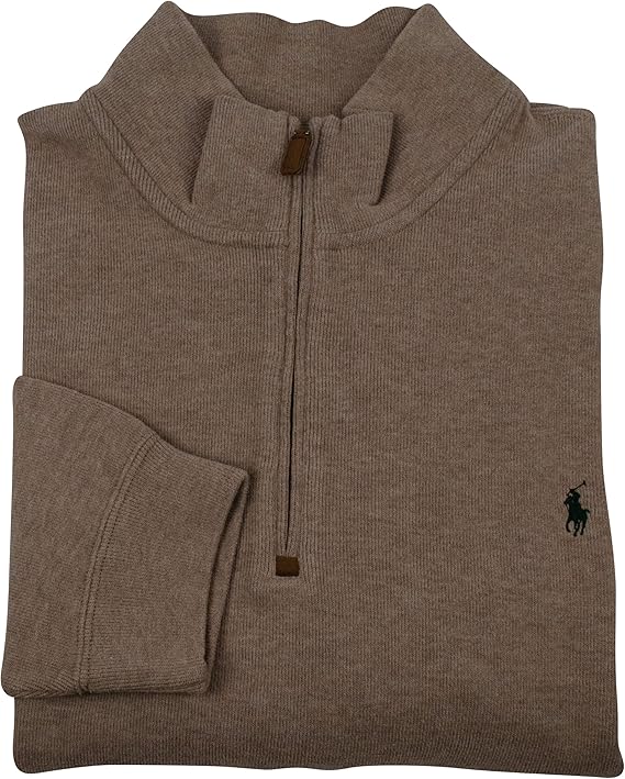 Amazon.com: Polo Men's French-Rib Half-Zip Mock Neck Fleece Pullover-BeigeTan-3XLT: RALPH LAUREN 