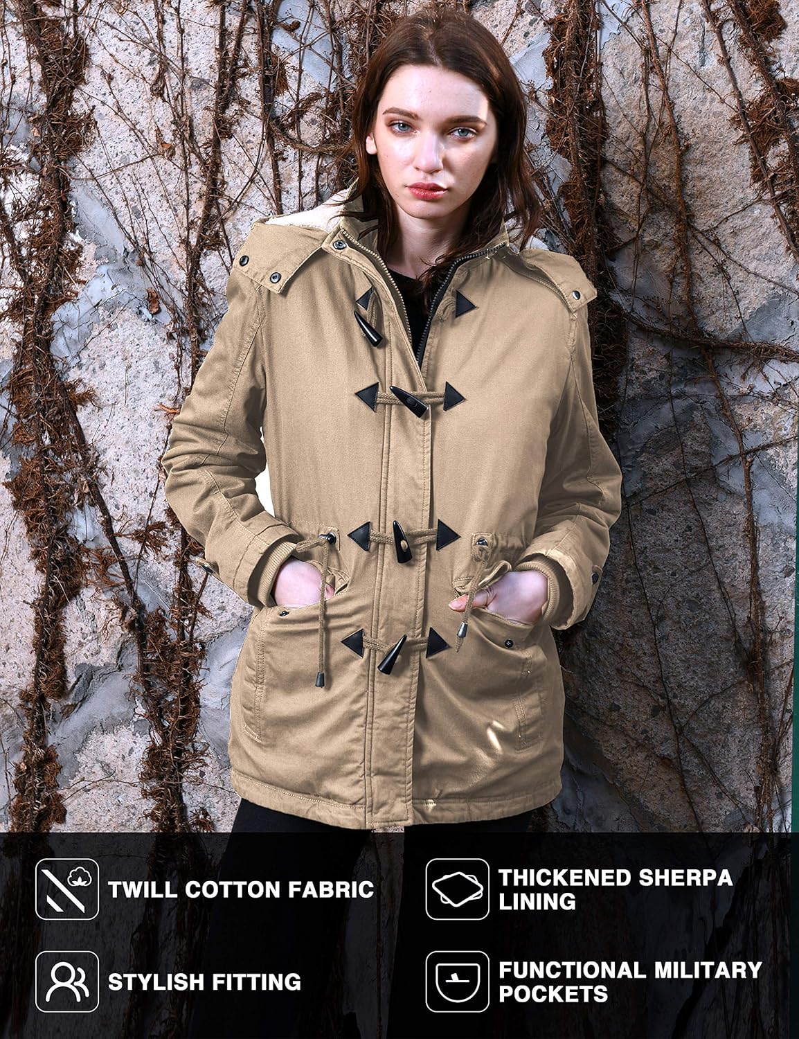 Wantdo Women's Winter Thicken Jacket Cotton Coat with Removable Hood: Clothing