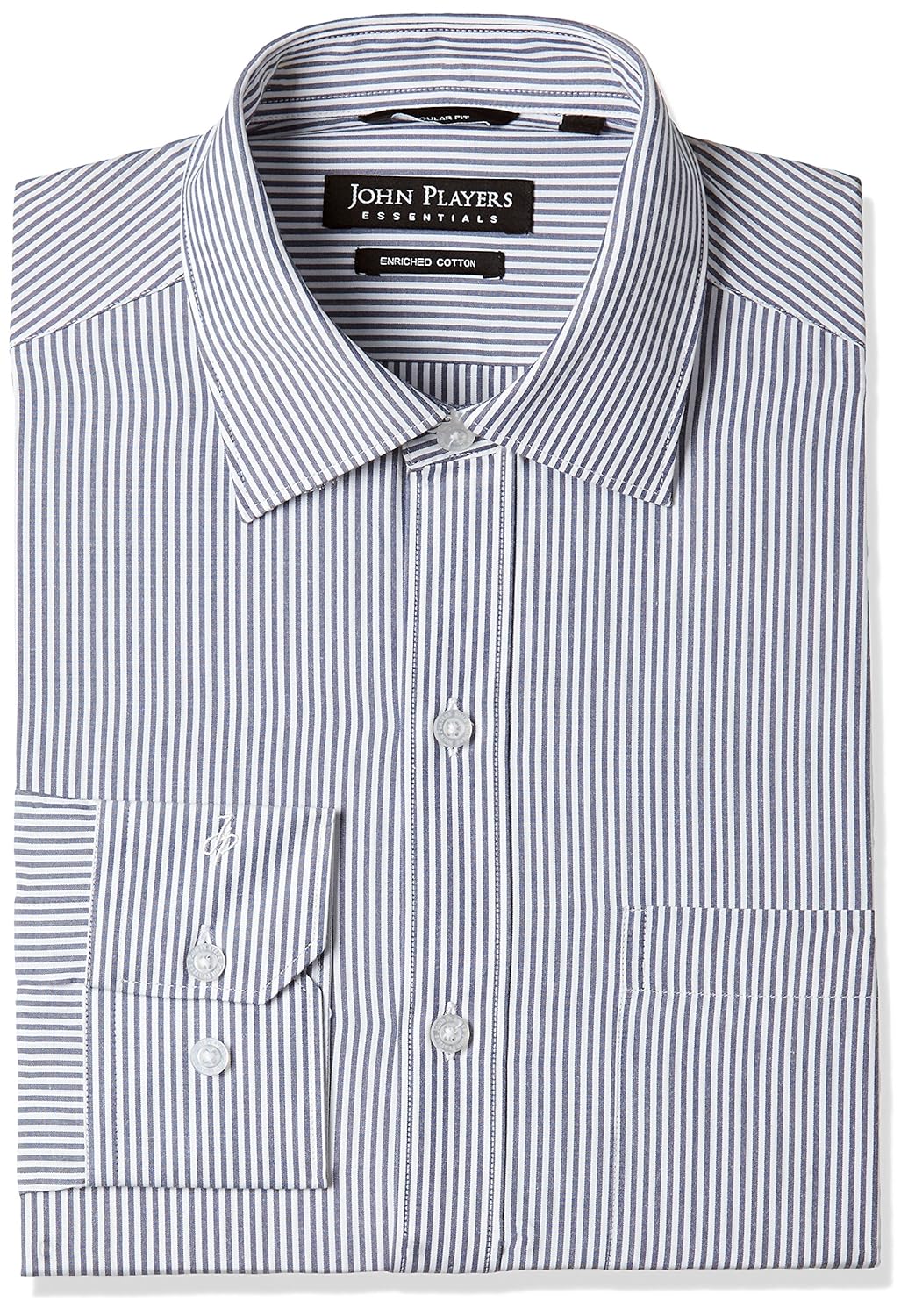 john players men's striped loose fit cotton formal shirt