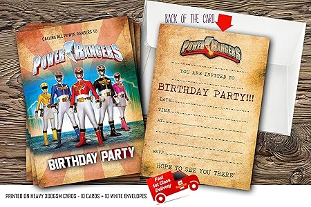 Bigliettini Di Invito A Festa Di Compleanno Con Motivo Power