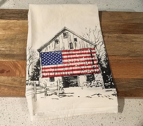 Amazon Com American Flag Barn Flour Sack Tea Towel Handmade