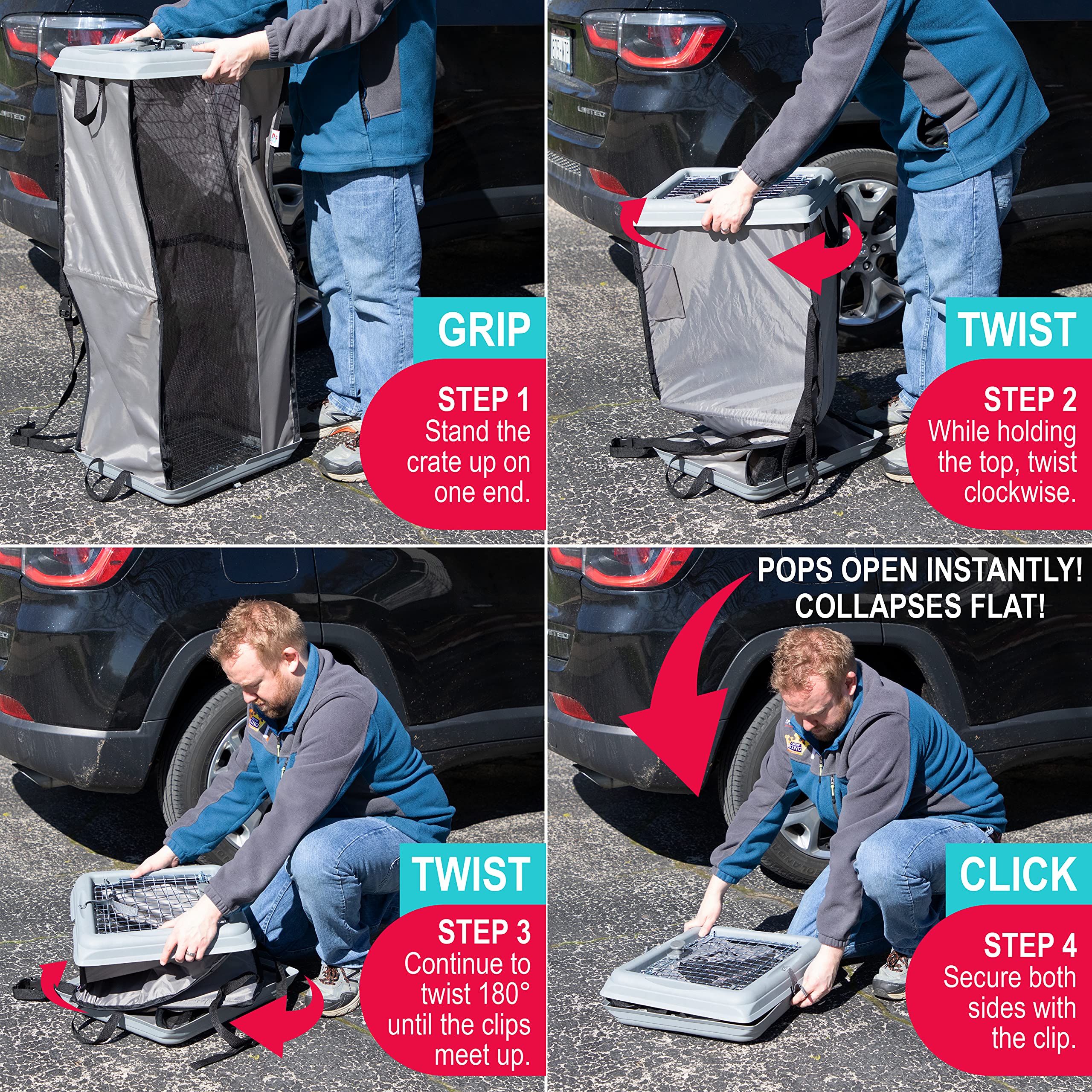 SPORT PET Large Pop Open Kennel, Portable Cat Cage Kennel, Waterproof