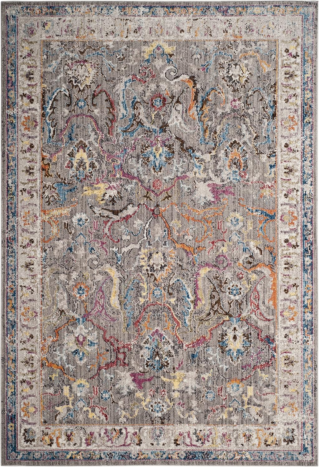 Safavieh Trendy New Transitional Indoor Woven Rectangle Area Rug, Bristol Collection, BTL357, in Grey / Ivory