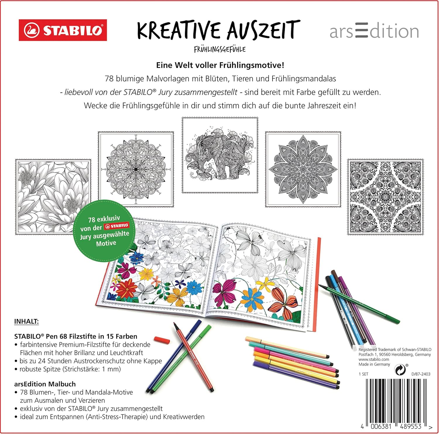 Stabilo Pennarelli E Libro Da Colorare Per Adulti Multicolore Amazon Cancelleria e prodotti per ufficio